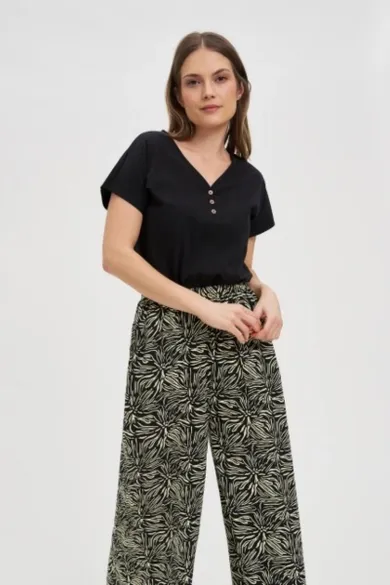 Bluzka damska z krótkim rękawem, czarna, Moodo