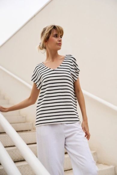 Bluzka damska z krótkim rękawem, mix, Moodo