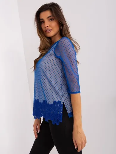 Bluzka damska z krótkim rękawem, niebieska, Lakerta