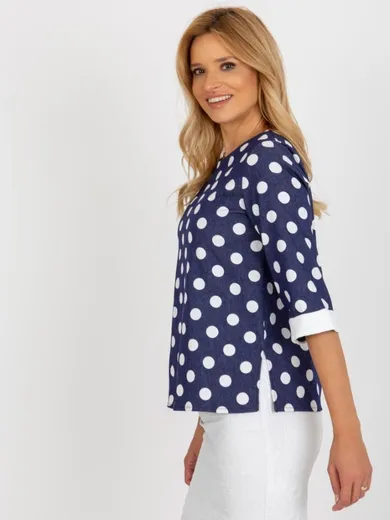 Bluzka damska z krótkim rękawem, niebieska, Lakerta