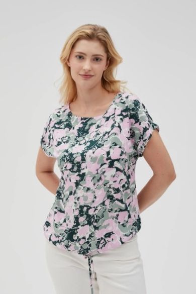 Bluzka damska z krótkim rękawem, różowa, Moodo
