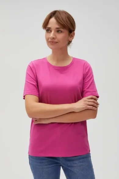 Bluzka damska z krótkim rękawem, różowa, Moodo