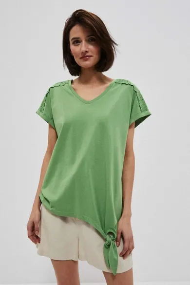Bluzka damska z krótkim rękawem, zielona, Moodo