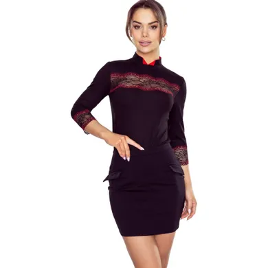 Bluzka damska z rękawem 3/4, czarna, Kilye, Eldar