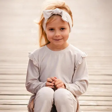 Bluzka dziewczęca z długim rękawem, beżowa, Eevi