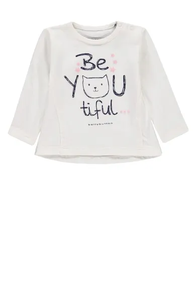 Bluzka dziewczęca z długim rękawem, biała, Bellybutton