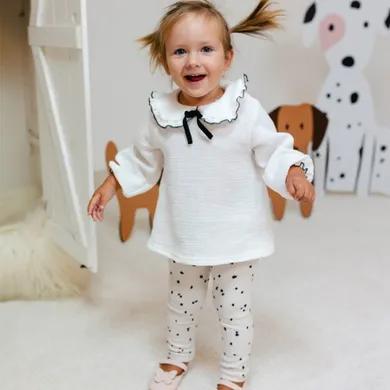 Bluzka dziewczęca z długim rękawem, biała, Eevi