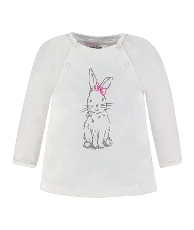 Bluzka dziewczęca z długim rękawem, biała, Kanz