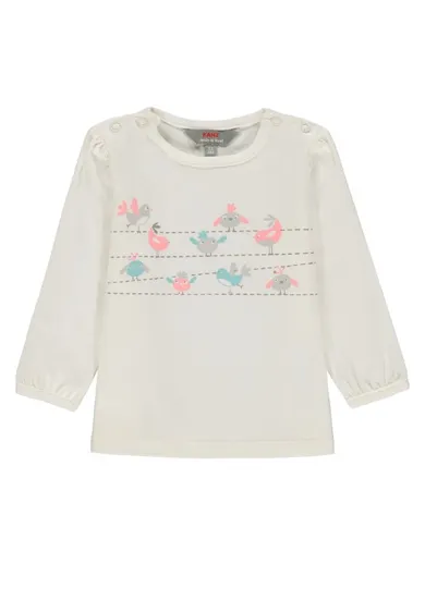 Bluzka dziewczęca z długim rękawem, biała, Kanz