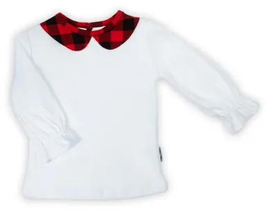 Bluzka dziewczęca z długim rękawem, biała, Nicol