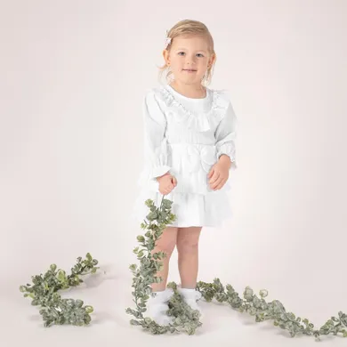 Bluzka dziewczęca z długim rękawem, biała, Nicol