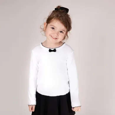 Bluzka dziewczęca z długim rękawem, biała, Nicol