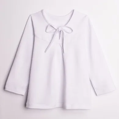 Bluzka dziewczęca z długim rękawem, biała, Nicol