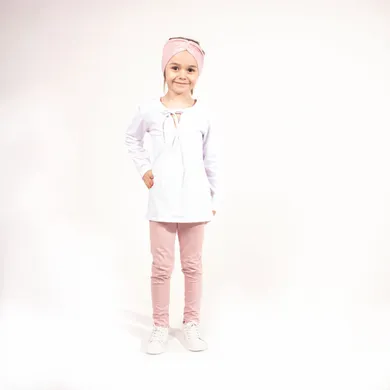Bluzka dziewczęca z długim rękawem, biała, Nicol