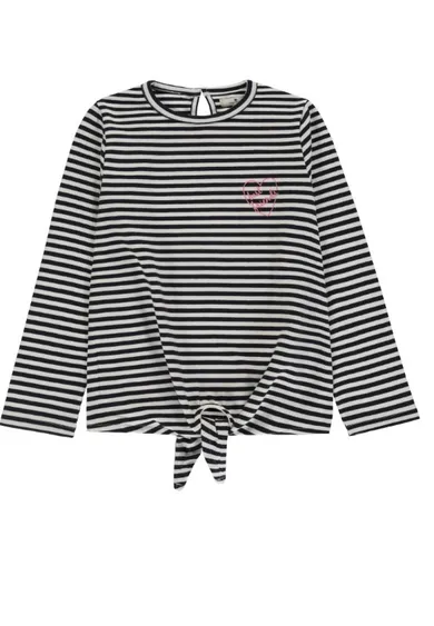Bluzka dziewczęca z długim rękawem, biało-czarna, Tom Tailor