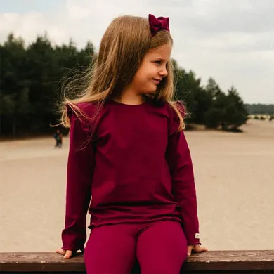 Bluzka dziewczęca z długim rękawem, bordowa, Eevi
