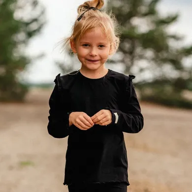 Bluzka dziewczęca z długim rękawem, czarna, Eevi