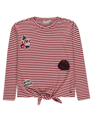 Bluzka dziewczęca z długim rękawem, czerwona, Tom Tailor