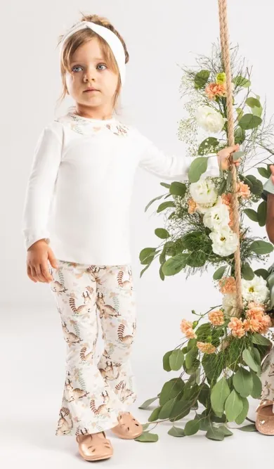 Bluzka dziewczęca z długim rękawem, ecru, Nicol