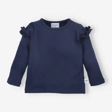 Bluzka dziewczęca z długim rękawem, granatowa, I Love Colors