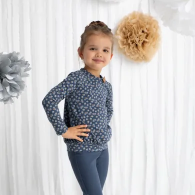 Bluzka dziewczęca z długim rękawem, granatowa, Nicol