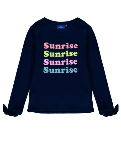 Bluzka dziewczęca z długim rękawem, granatowa, Tom Tailor