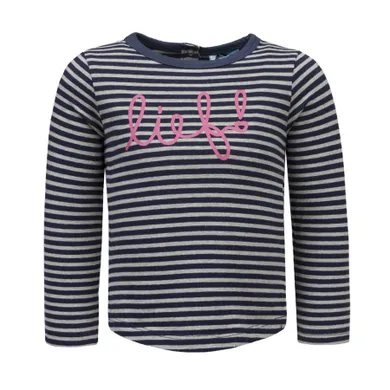 Bluzka dziewczęca z długim rękawem, granatowo-szara, Lief