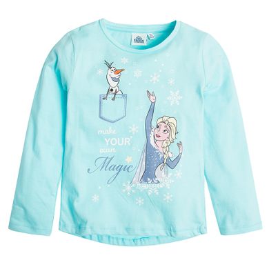 Bluzka dziewczęca z długim rękawem, Kraina Lodu, niebieska, Olaf i Elsa