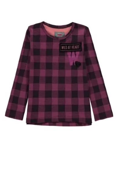 Bluzka dziewczęca z długim rękawem, różowa, Kanz