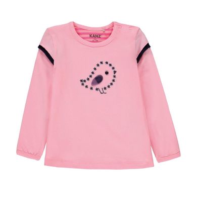 Bluzka dziewczęca z długim rękawem, różowa, Kanz