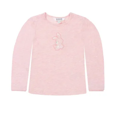 Bluzka dziewczęca z długim rękawem, różowa, Kanz