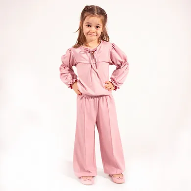 Bluzka dziewczęca z długim rękawem, różowa, Nicol