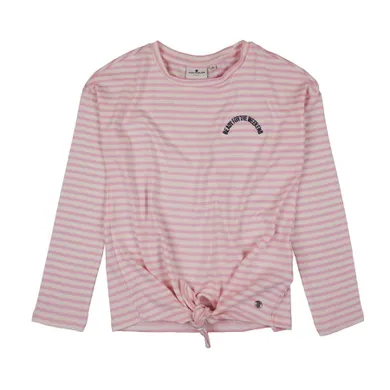 Bluzka dziewczęca z długim rękawem, różowo-biała, Tom Tailor