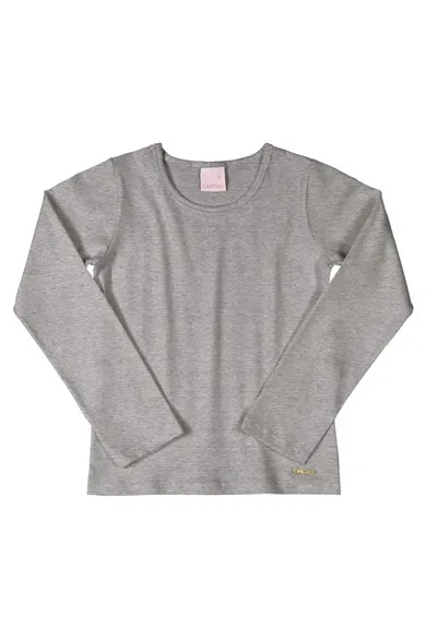 Bluzka dziewczęca z długim rękawem, szara, Quimby