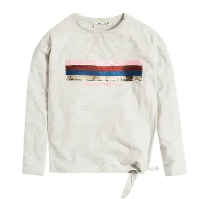 Bluzka dziewczęca z długim rękawem, szara, Tom Tailor