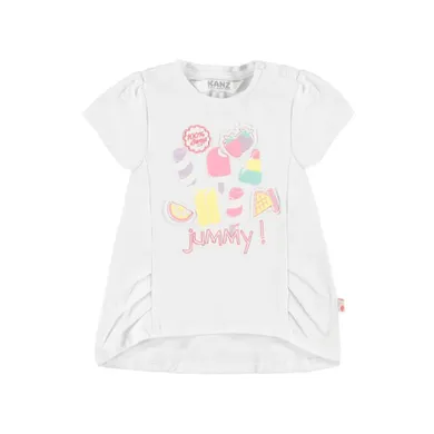 Bluzka dziewczęca z krótkim rękawem, biała, Kanz