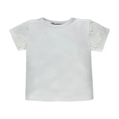 Bluzka dziewczęca z krótkim rękawem, biała, Kanz