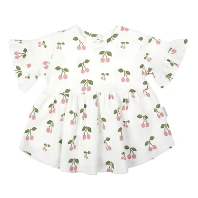 Bluzka dziewczęca z krótkim rękawem, biała, Nicol