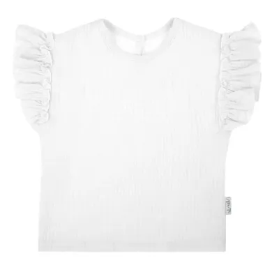 Bluzka dziewczęca z krótkim rękawem, biała, Nicol