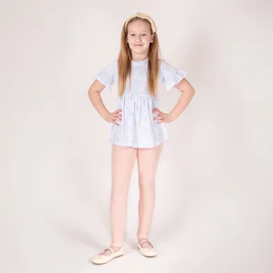 Bluzka dziewczęca z krótkim rękawem, biała, Nicol