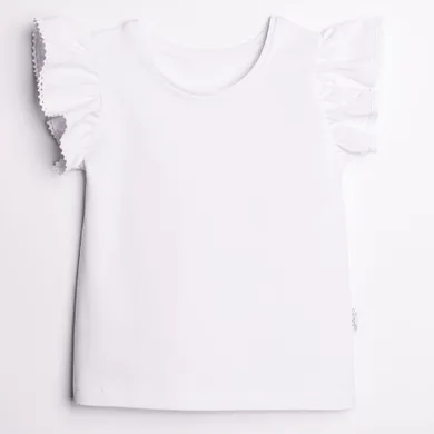 Bluzka dziewczęca z krótkim rękawem, biała, Nicol