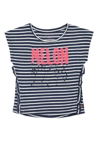 Bluzka dziewczęca z krótkim rękawem, biało-granatowa, Tom Tailor