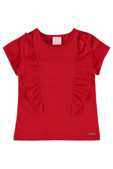 Bluzka dziewczęca z krótkim rękawem, czerwona, Quimby