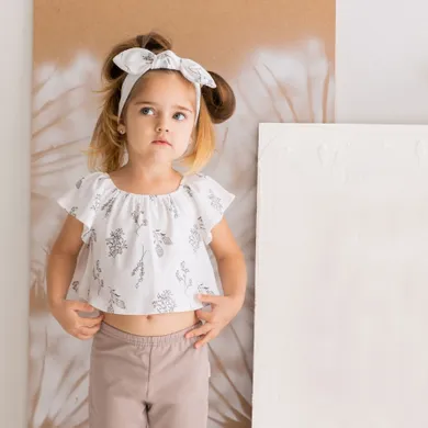 Bluzka dziewczęca z krótkim rękawem, ecru, Nicol