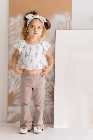 Bluzka dziewczęca z krótkim rękawem, ecru, Nicol
