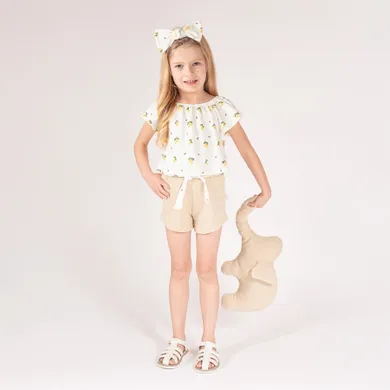 Bluzka dziewczęca z krótkim rękawem, ecru, Nicol