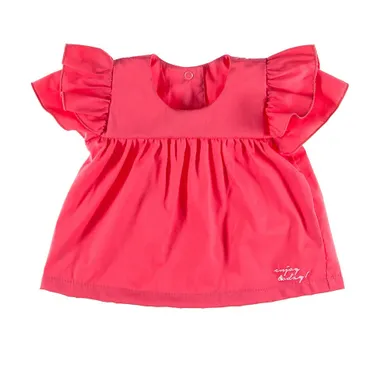 Bluzka dziewczęca z krótkim rękawem, różowa, Eevi