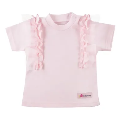 Bluzka dziewczęca z krótkim rękawem, różowa, Eevi