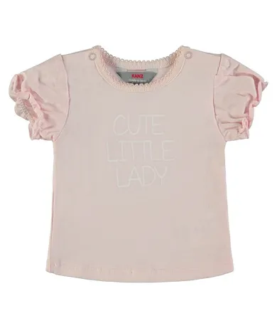 Bluzka dziewczęca z krótkim rękawem, różowa, Kanz