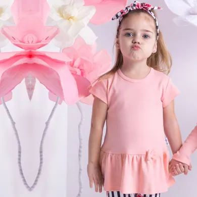 Bluzka dziewczęca z krótkim rękawem, różowa, Nicol